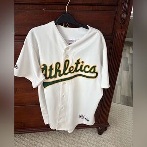 Majestic Athletics Kids White and Green Jersey